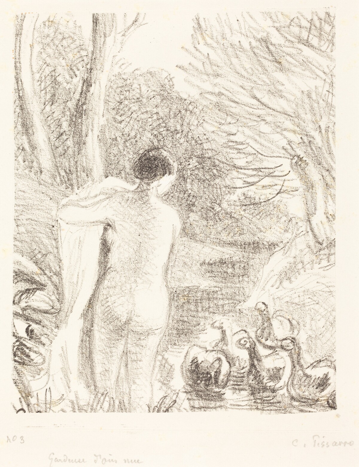Gardeuse d'oies nue (Nude Goose Girl) by Camille Pissarro