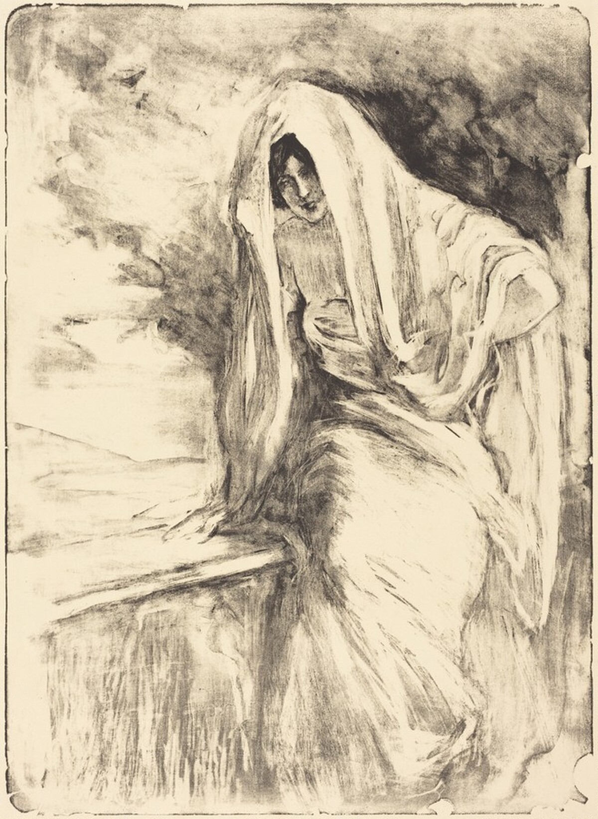 Woman with a Shawl by Albert Belleroche