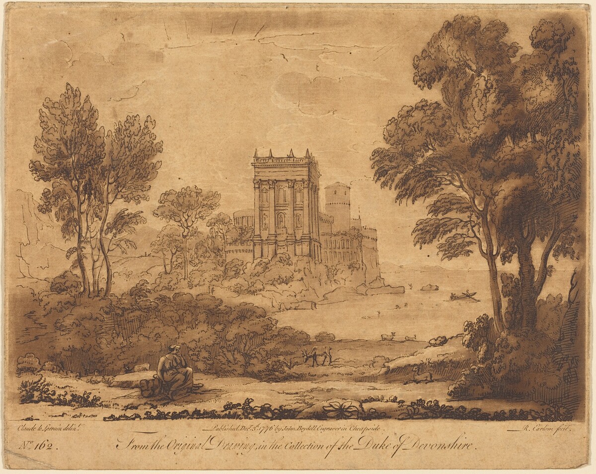 Landscape No. 162 from "Liber Veritatis" by Richard Earlom after Claude Lorrain