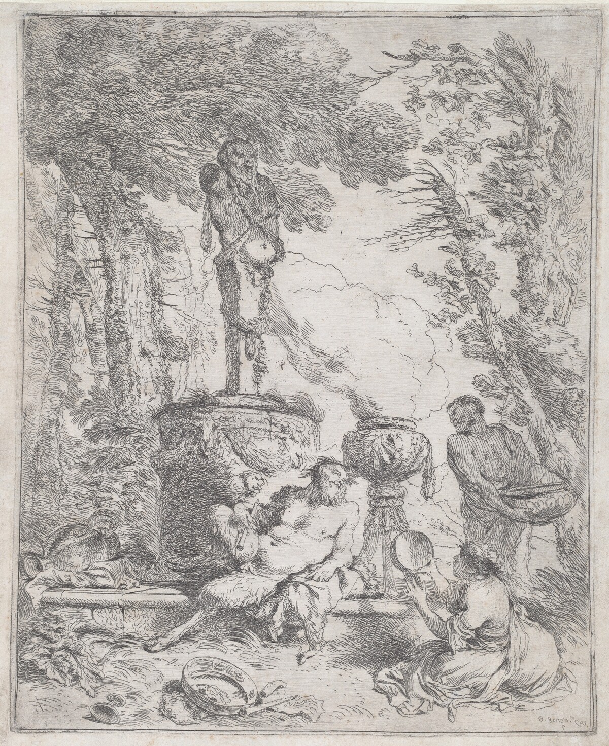 Pan Reclining before a Herm by Giovanni Benedetto Castiglione