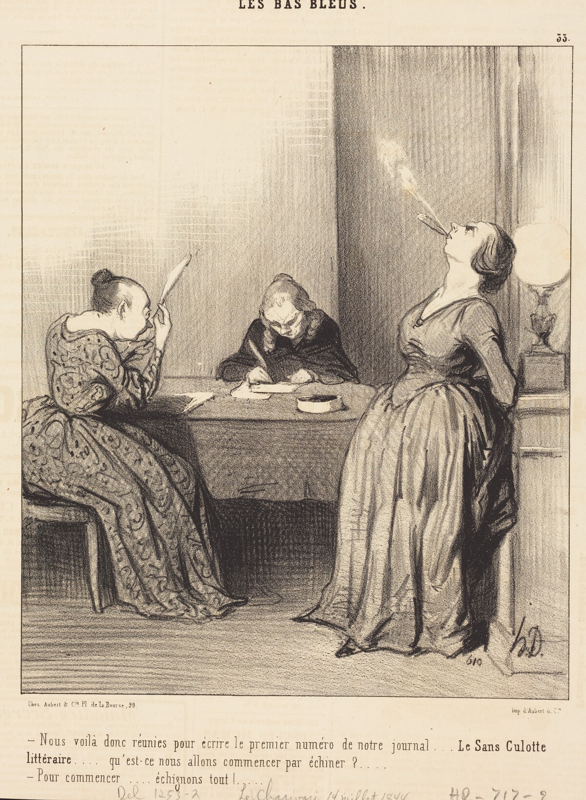 Nous voila... réunies pour écrire le premier numéro... by Honoré Daumier