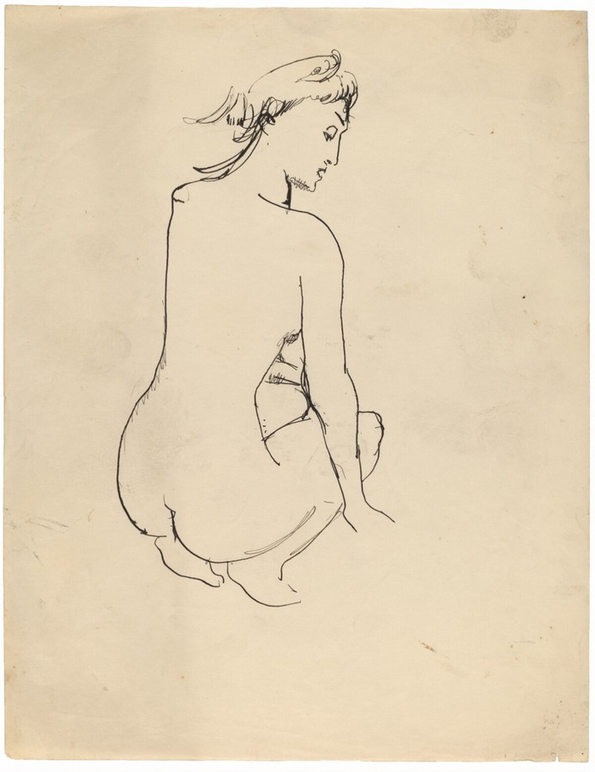 Crouching Female Nude Seen from Behind, Face Looking Down to Right by Mark Rothko