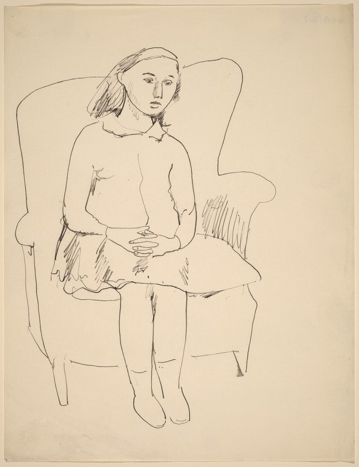 Young Girl Seated in Wing Chair, Hands Folded by Mark Rothko