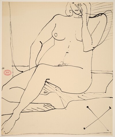 Untitled [seated nude with her left hand touching her face]
