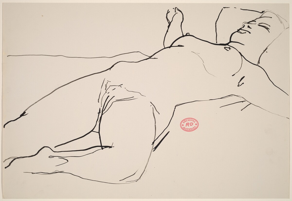 Untitled [reclining female nude with extended arms] by Richard Diebenkorn