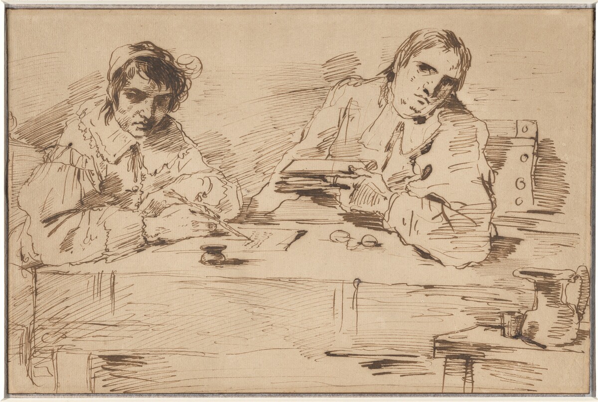 Self-Portrait Writing with a Companion by Felice Giani