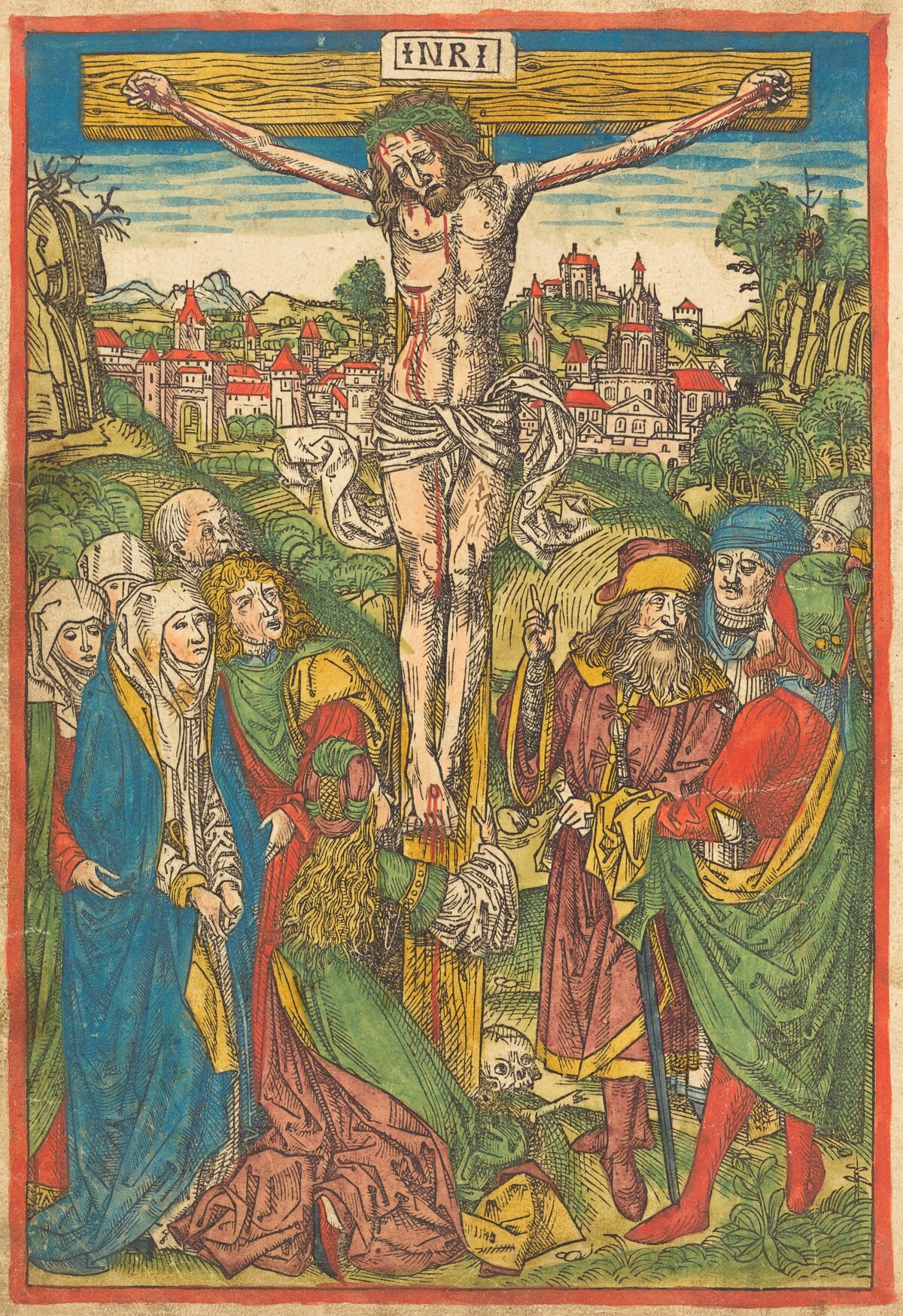 The Crucifixion with Saint Mary Magdalene by Attributed to Michael Wolgemut