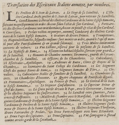 French captions to 'La Calvacatura con le sue Cerimonie'