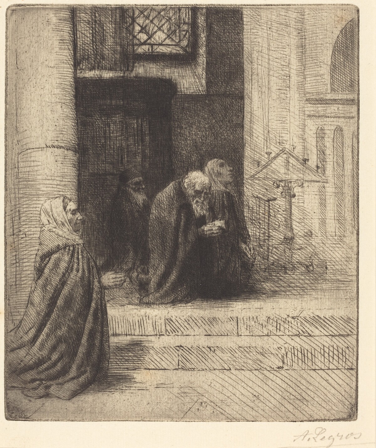 Interior of a Church (Interieur d'eglise) by Alphonse Legros