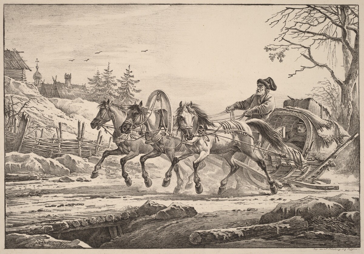 A Hired Coachman in Winter by Aleksandr Osipovich Orlovskii