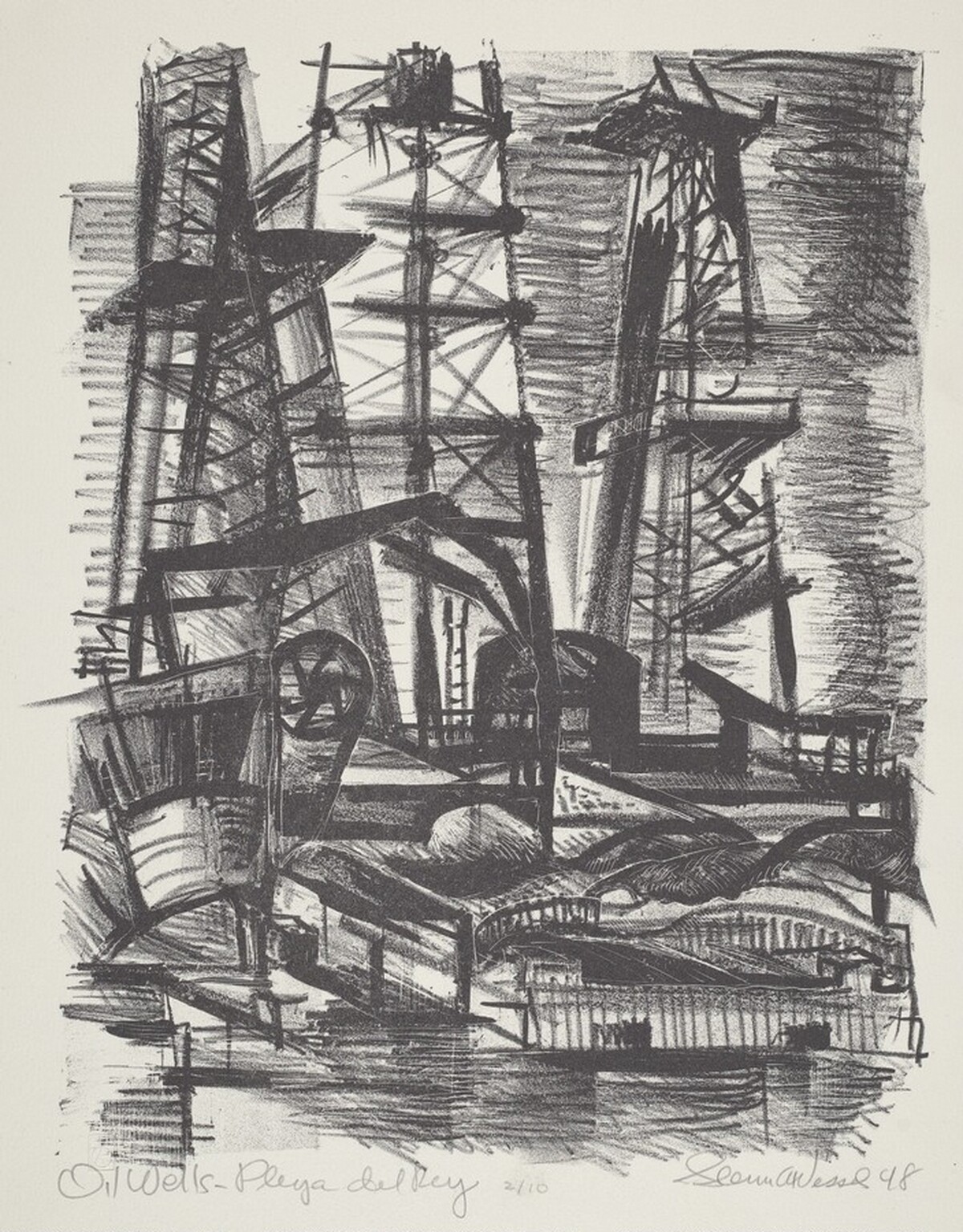 Oil Wells - Playa Del Rey by Glenn Anthony Wessels