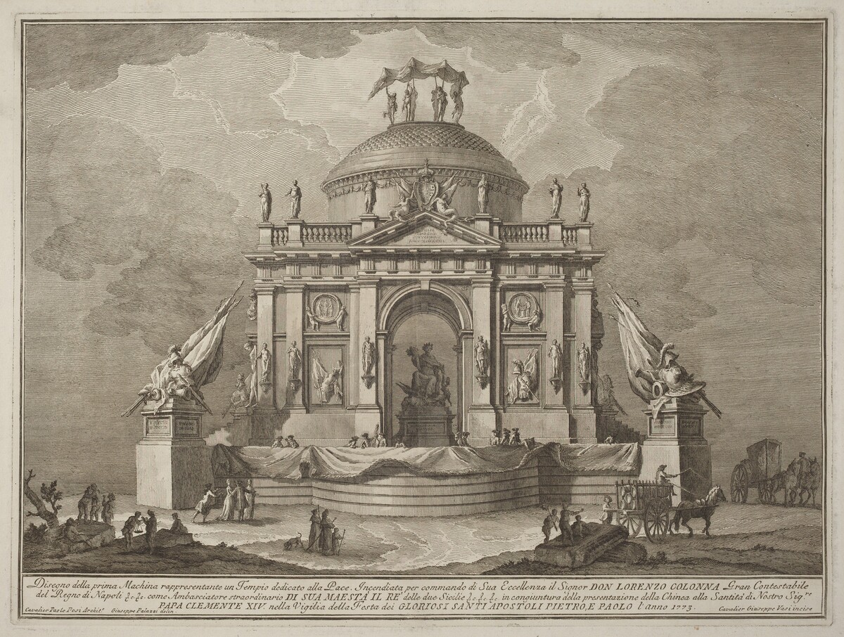The Prima Macchina for the Chinea of 1773: The Temple of Peace by Giuseppe Vasi after Giuseppe Palazzi (designer) and Paolo Posi (architect)