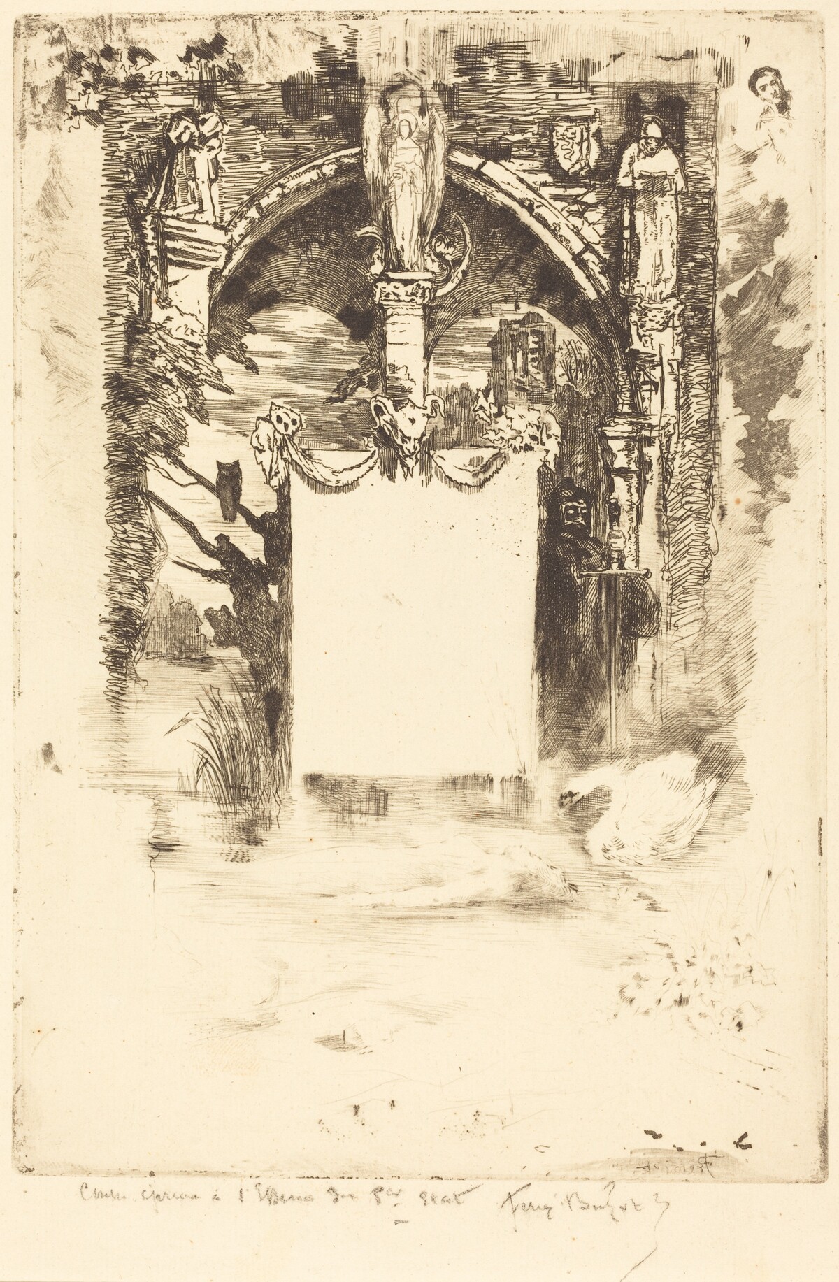 Ex-Libris pour "L'Ensorcelée" (Bookplate for "L'Ensorcelée") by Félix-Hilaire Buhot
