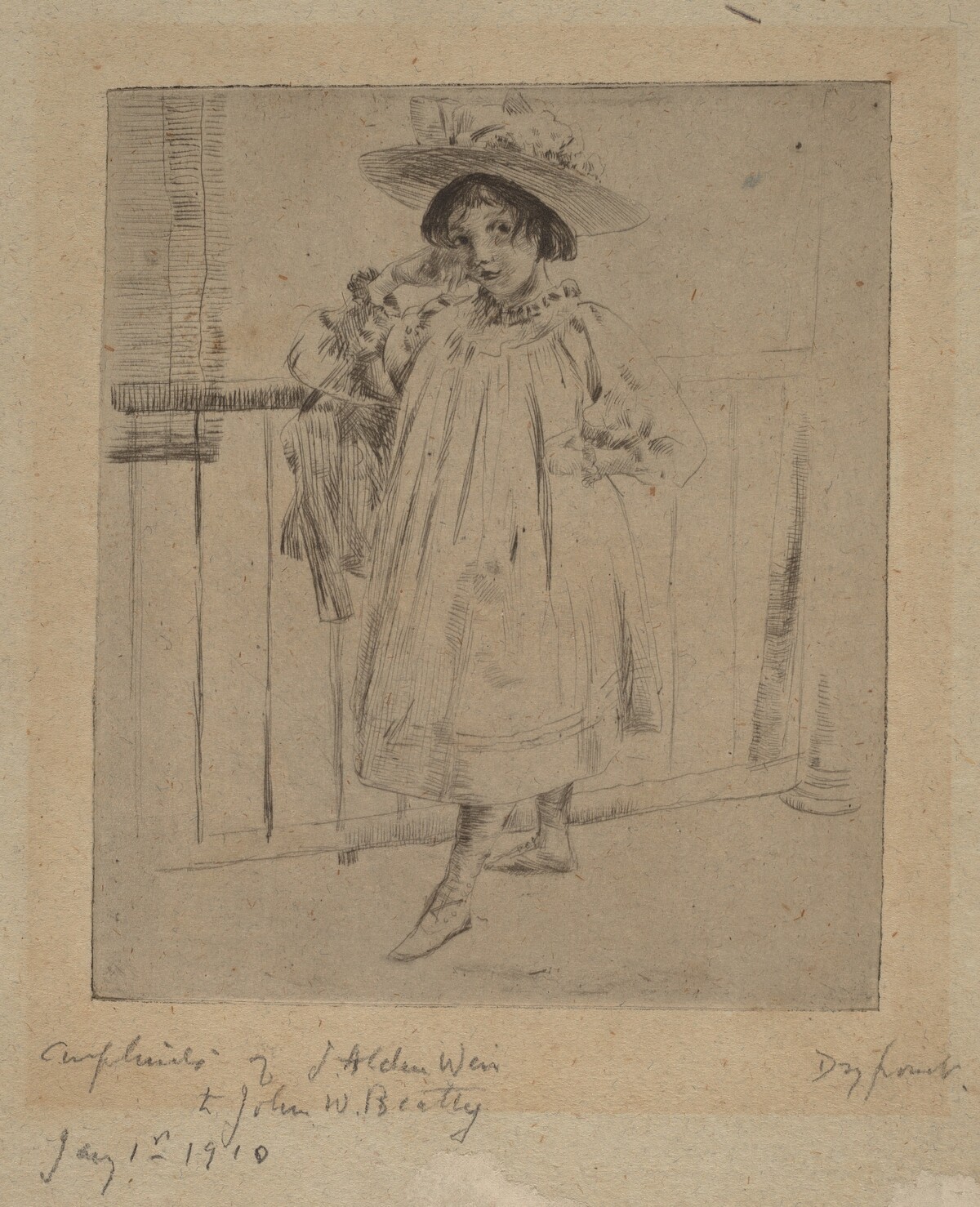 Young Girl with Large Hat by Julian Alden Weir