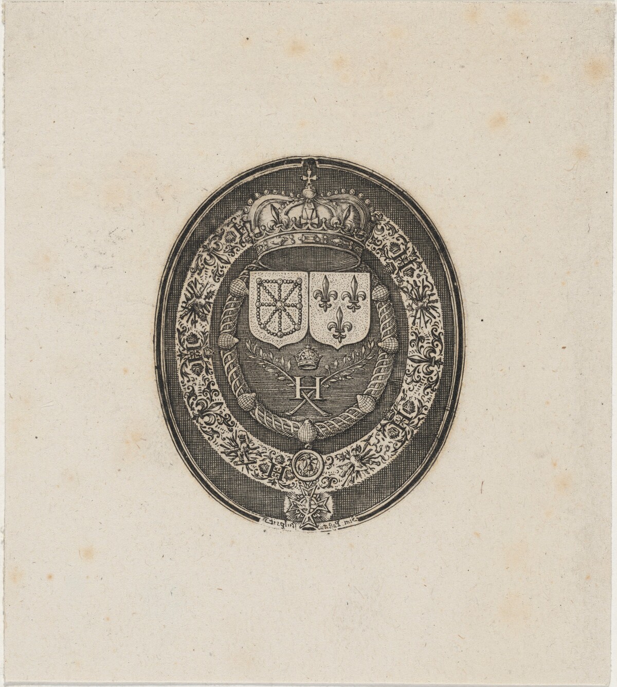 Shields of Henry IV and Maria de Medici by Simon de Passe
