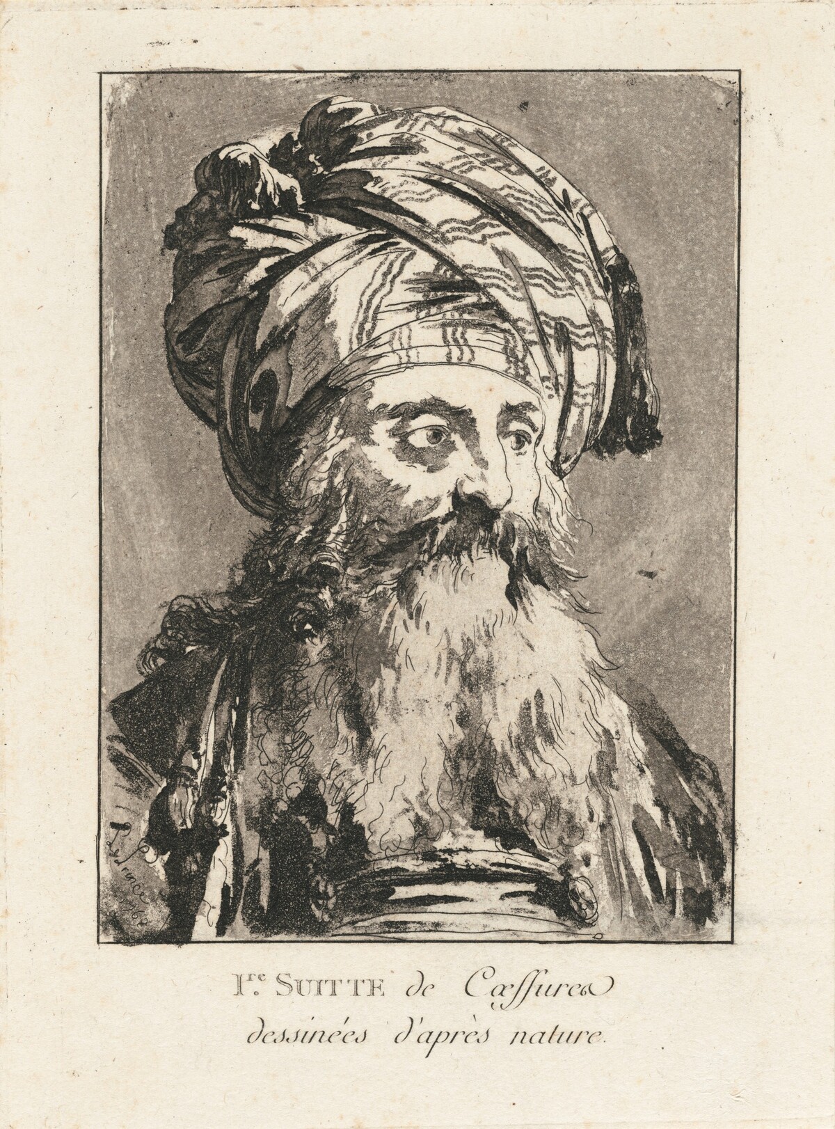 Head of a Turbaned Man by Jean-Baptiste Le Prince