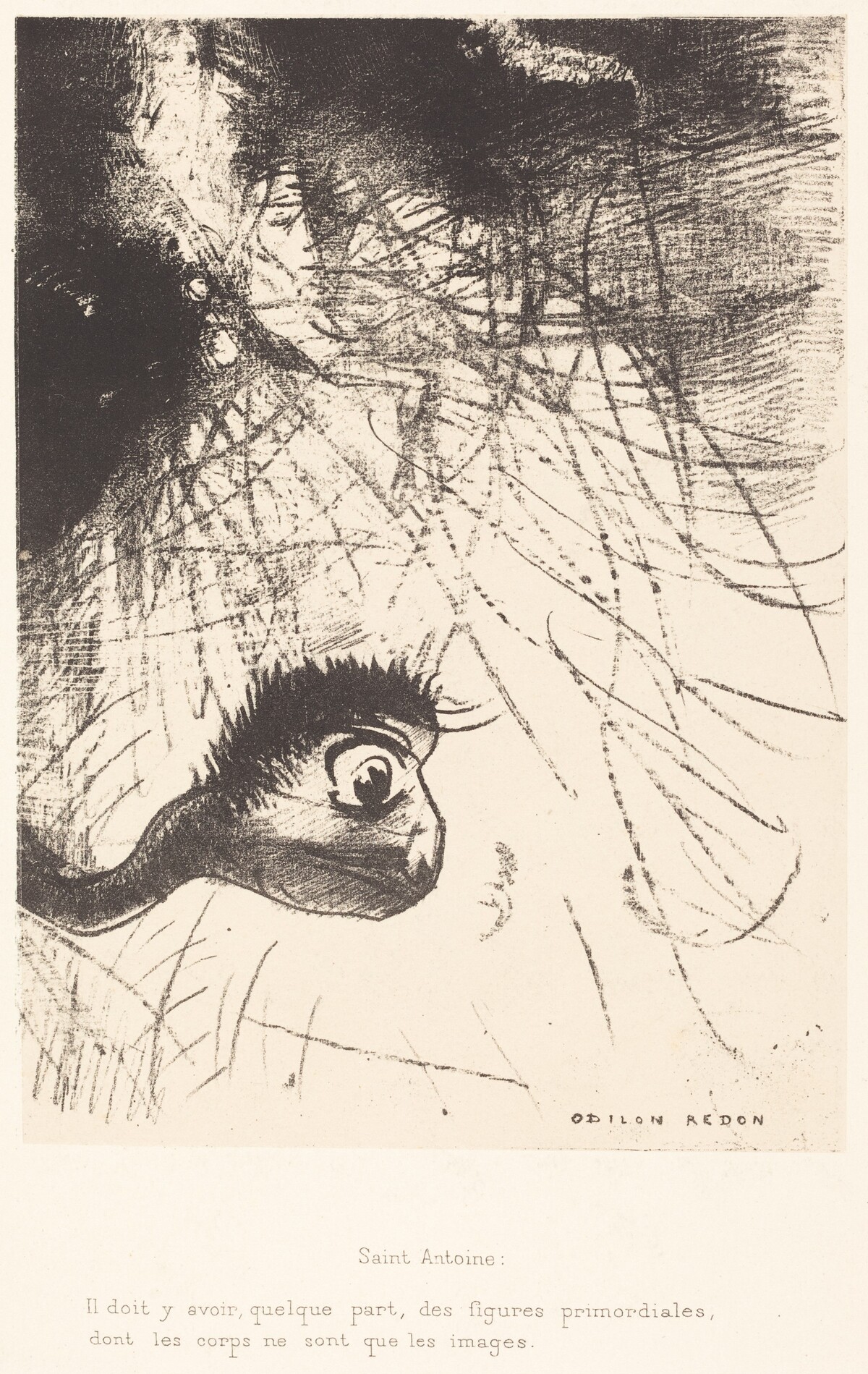 Saint-Antoine: Il doit y avoir quelque part des figures primordiales dont les corps ne sont que les images (Saint Anthony: "Somewhere there must be primordial shapes whose bodiesare only images") by Odilon Redon