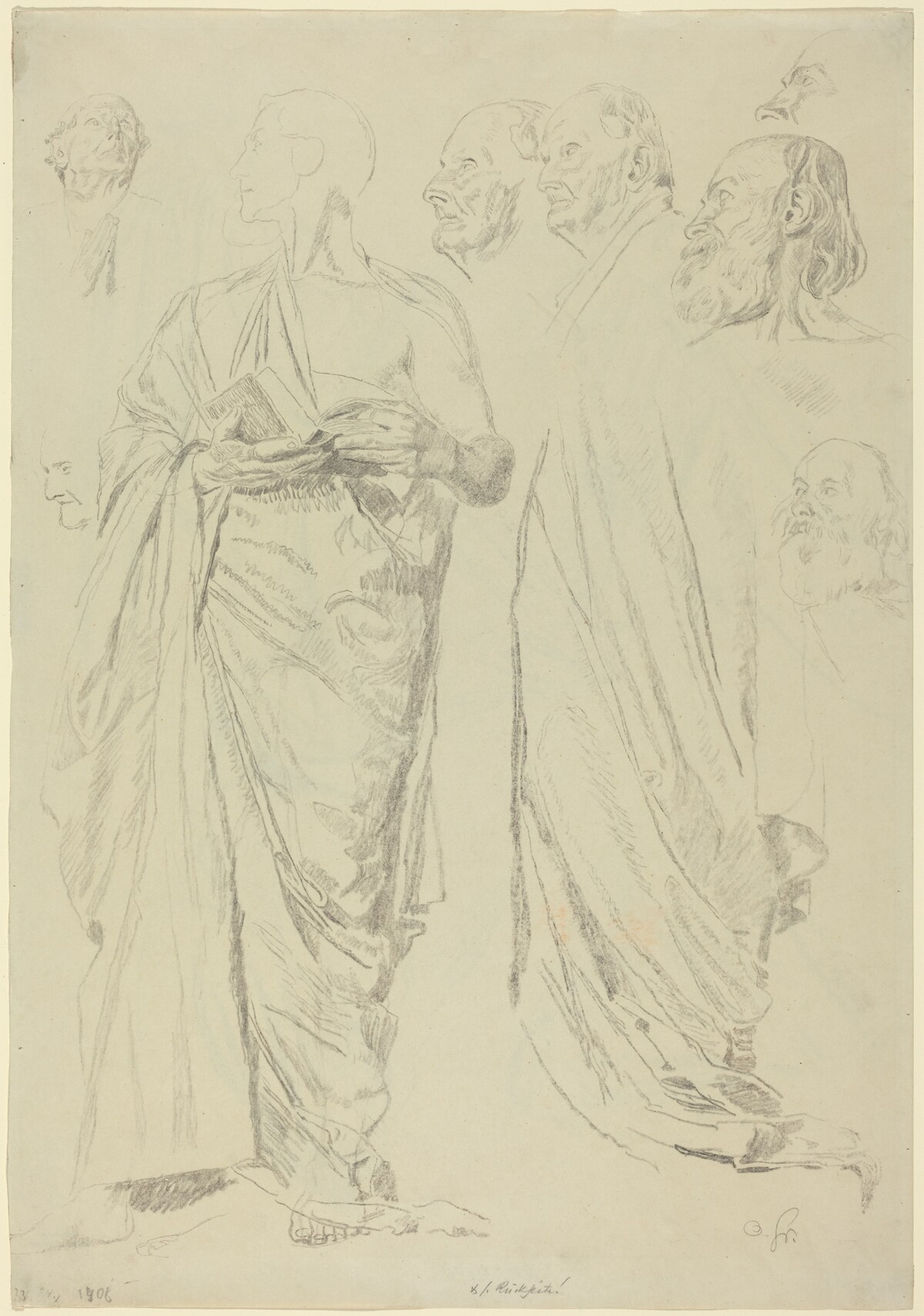 Studies of Men in Togas [recto] by Otto Greiner