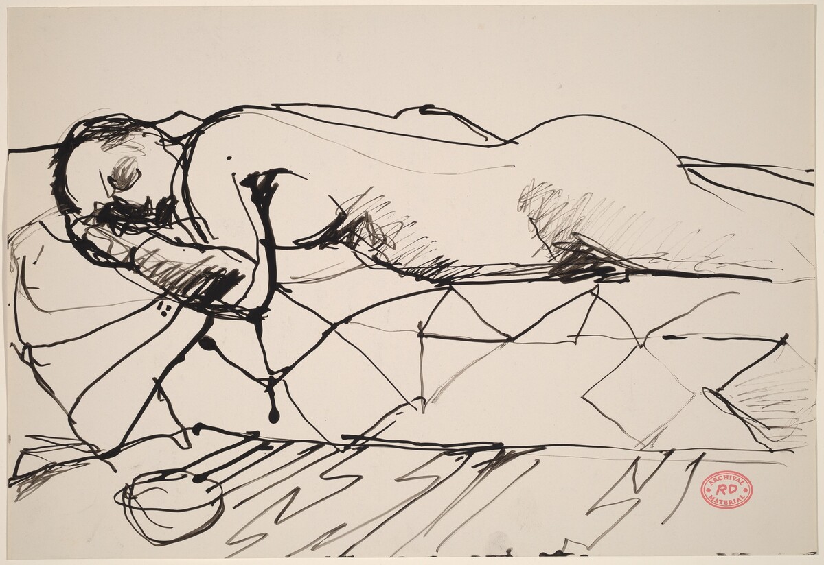 Untitled [female nude lying on a quilt] by Richard Diebenkorn
