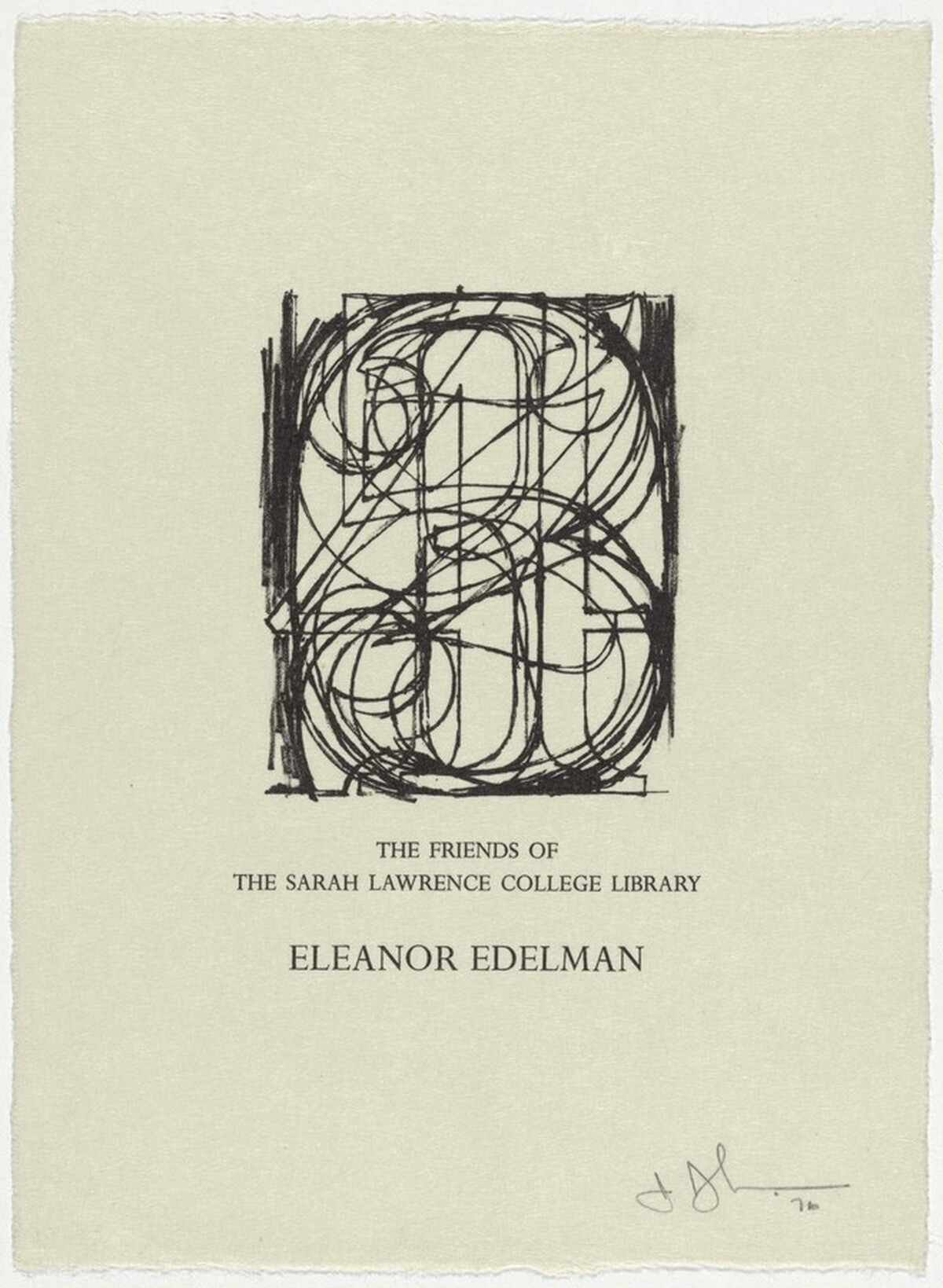 Bookplate for the Friends of the Sarah Lawrence College Library by Jasper Johns