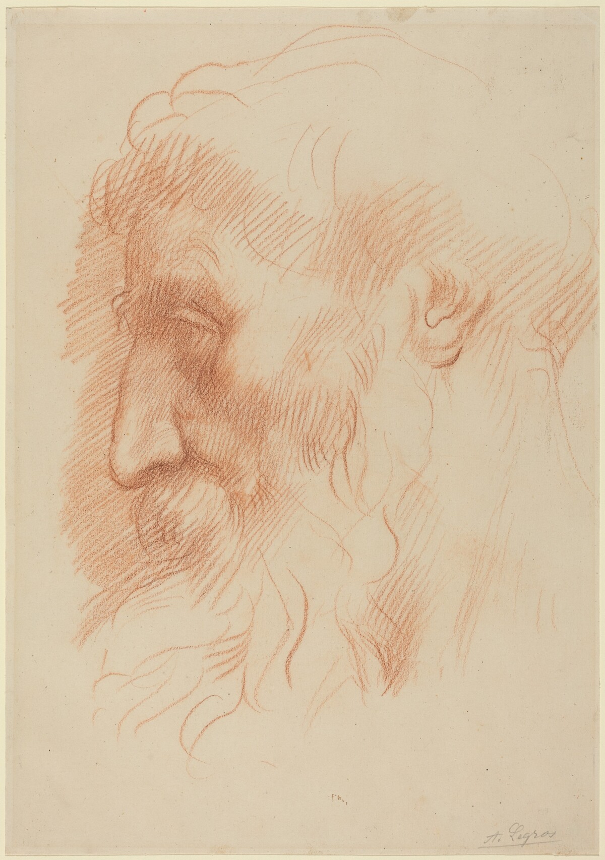 Study of a Man's Head [recto] by Alphonse Legros