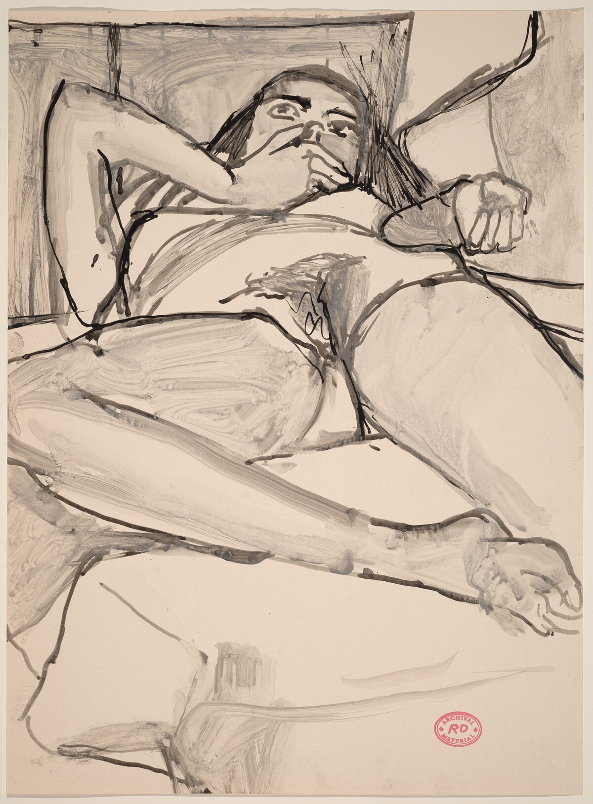 Untitled [reclining nude with her hand over her mouth] by Richard Diebenkorn