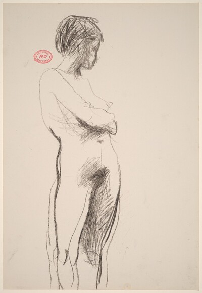 Untitled [standing female nude crossed arms and turning away]