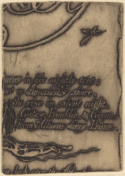 Restrike from fragment of cancelled plate for "A Prophecy"