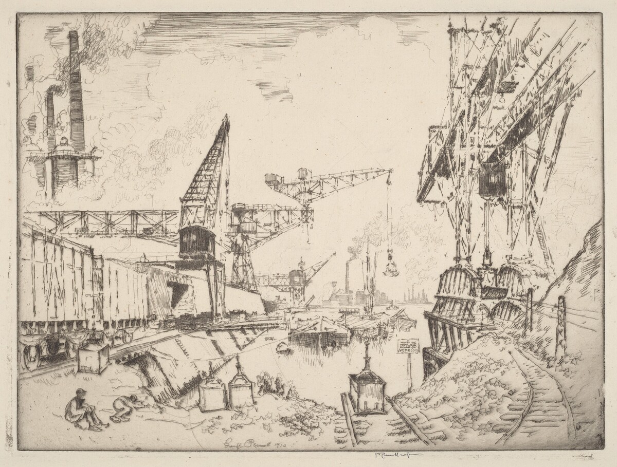Cranes at Duisburg by Joseph Pennell