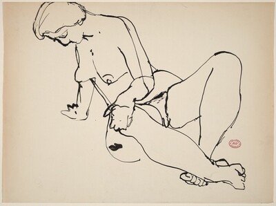 Untitled [seated nude leaning back on her right hand]