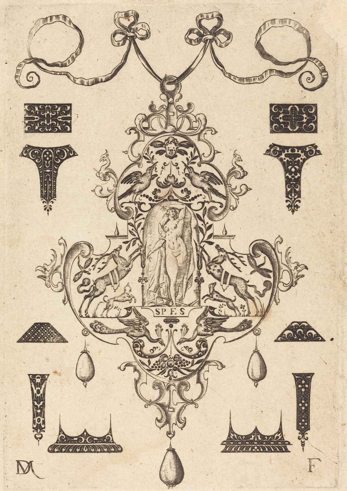 Large Pendant, Hope Standing at Centre by Daniel Mignot