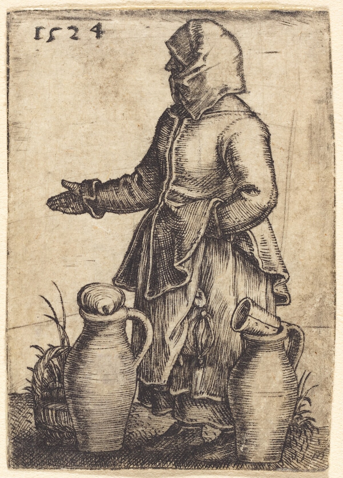 Peasant Woman with Two Jugs by Barthel Beham