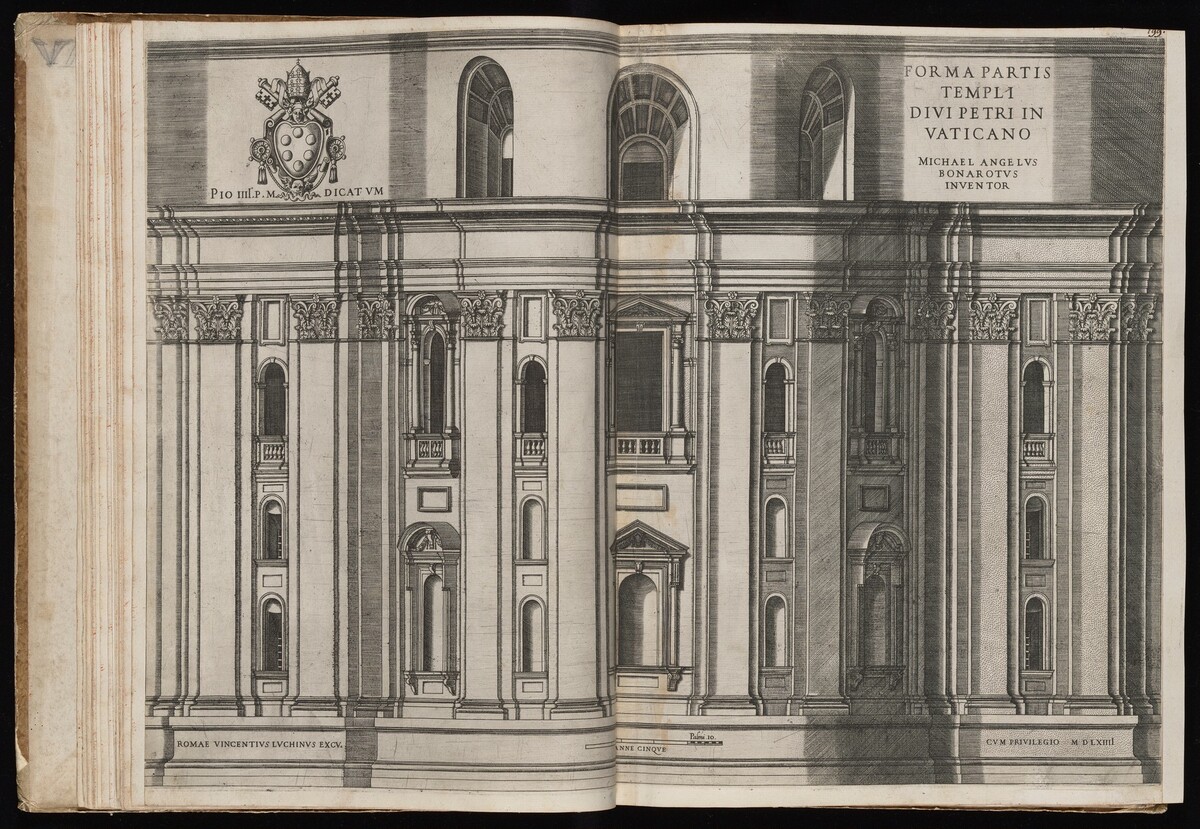 Forma Partis Templi Divi Petri [Exterior Section of Saint Peter's Basilica] by Italian 16th Century, after Michelangelo, published by Vincenzo Luchino
