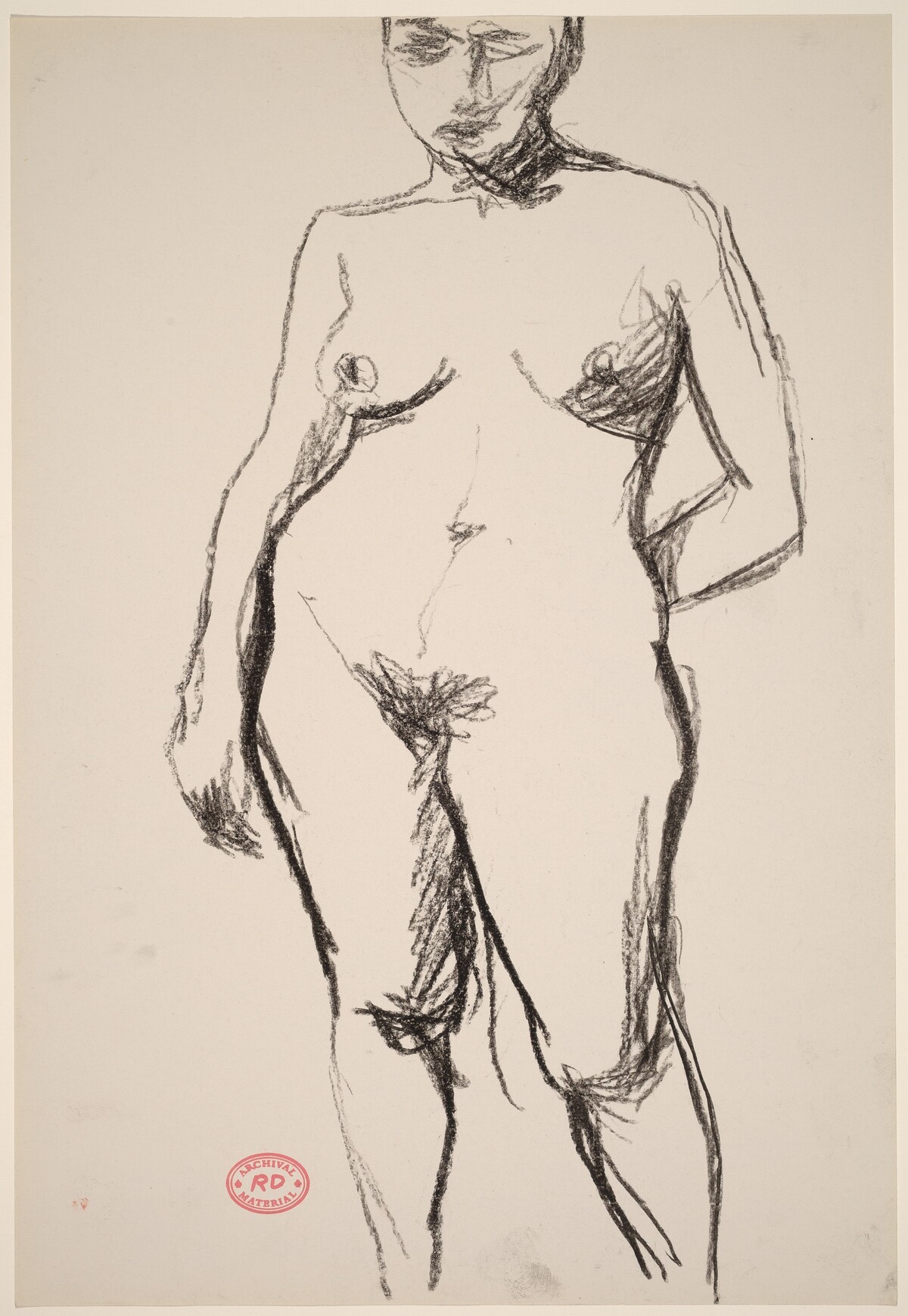 Untitled [standing nude with her left arm held behind her back] by Richard Diebenkorn