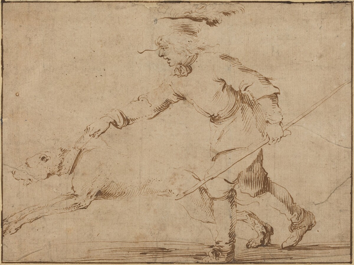 Huntsman with a Hound on a Leash by Stefano Della Bella