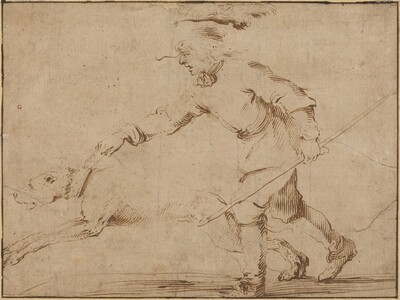 Huntsman with a Hound on a Leash