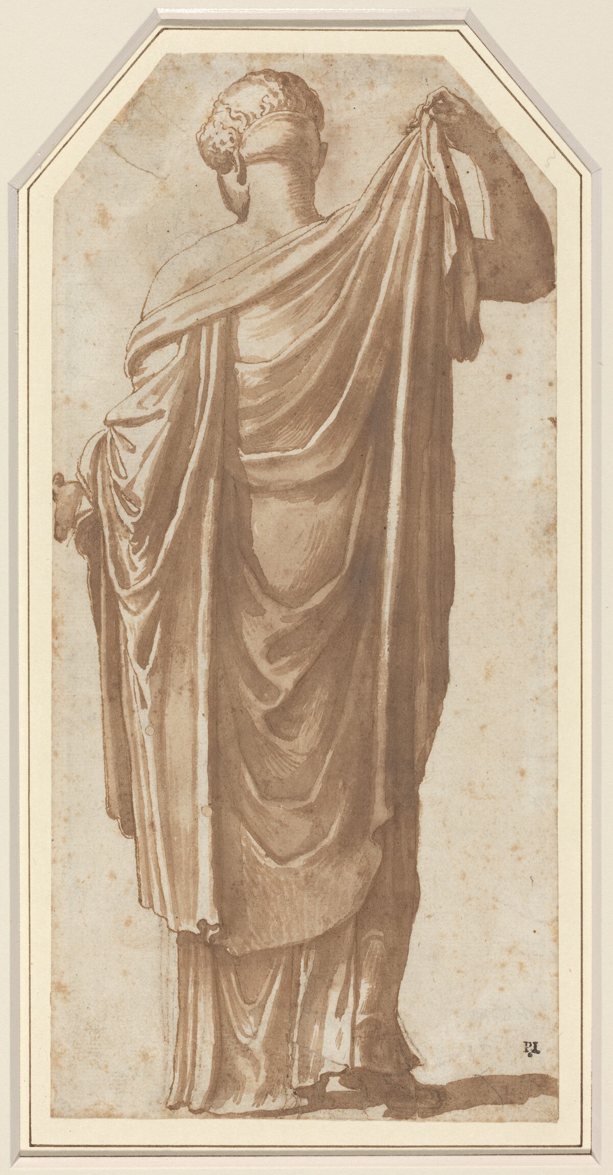 Female Roman Statue Seen from the Back by Attributed to Nicolas Poussin