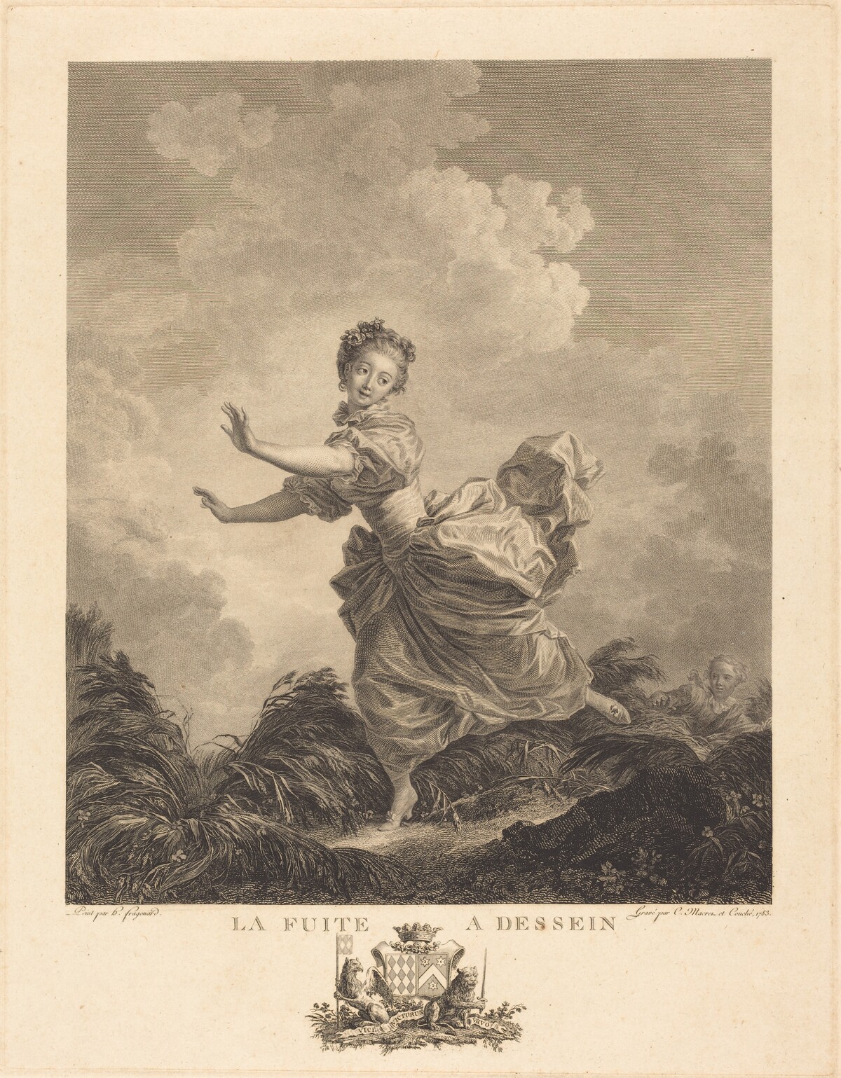 La Fuite à dessein (The Pre-Arranged Flight) by Charles François Adrien Macret and Jacques Couché after Jean-Honoré Fragonard