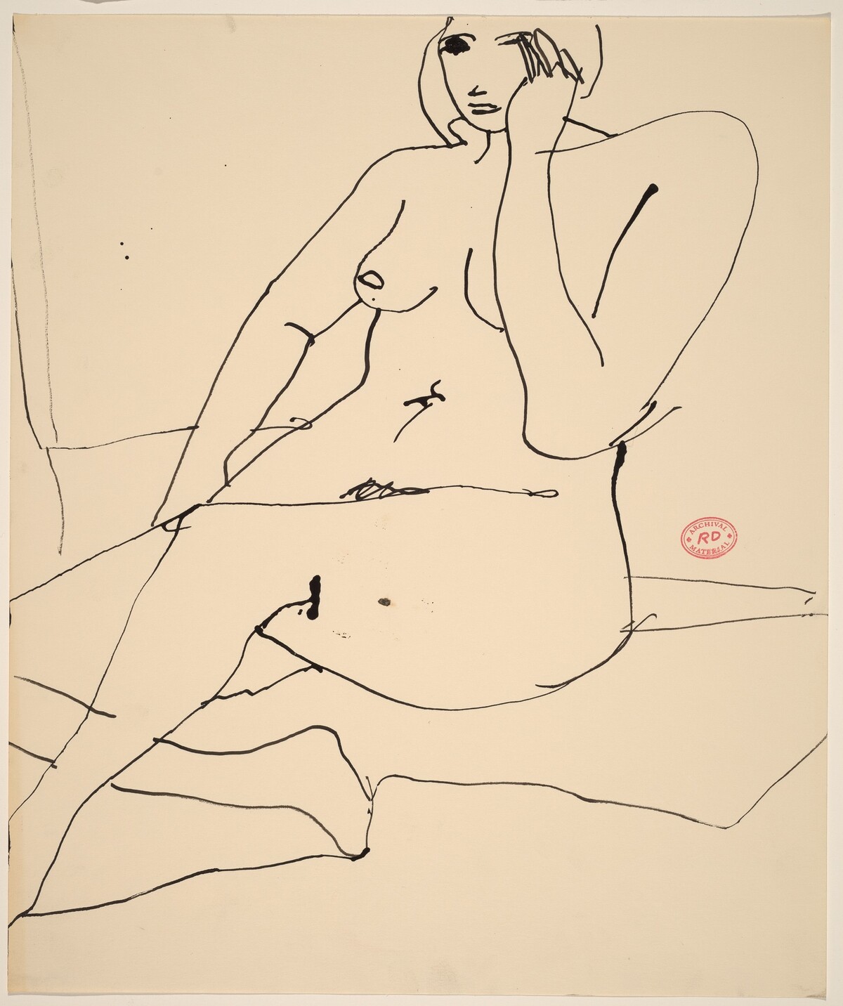 Untitled [seated nude covering her left cheek] by Richard Diebenkorn