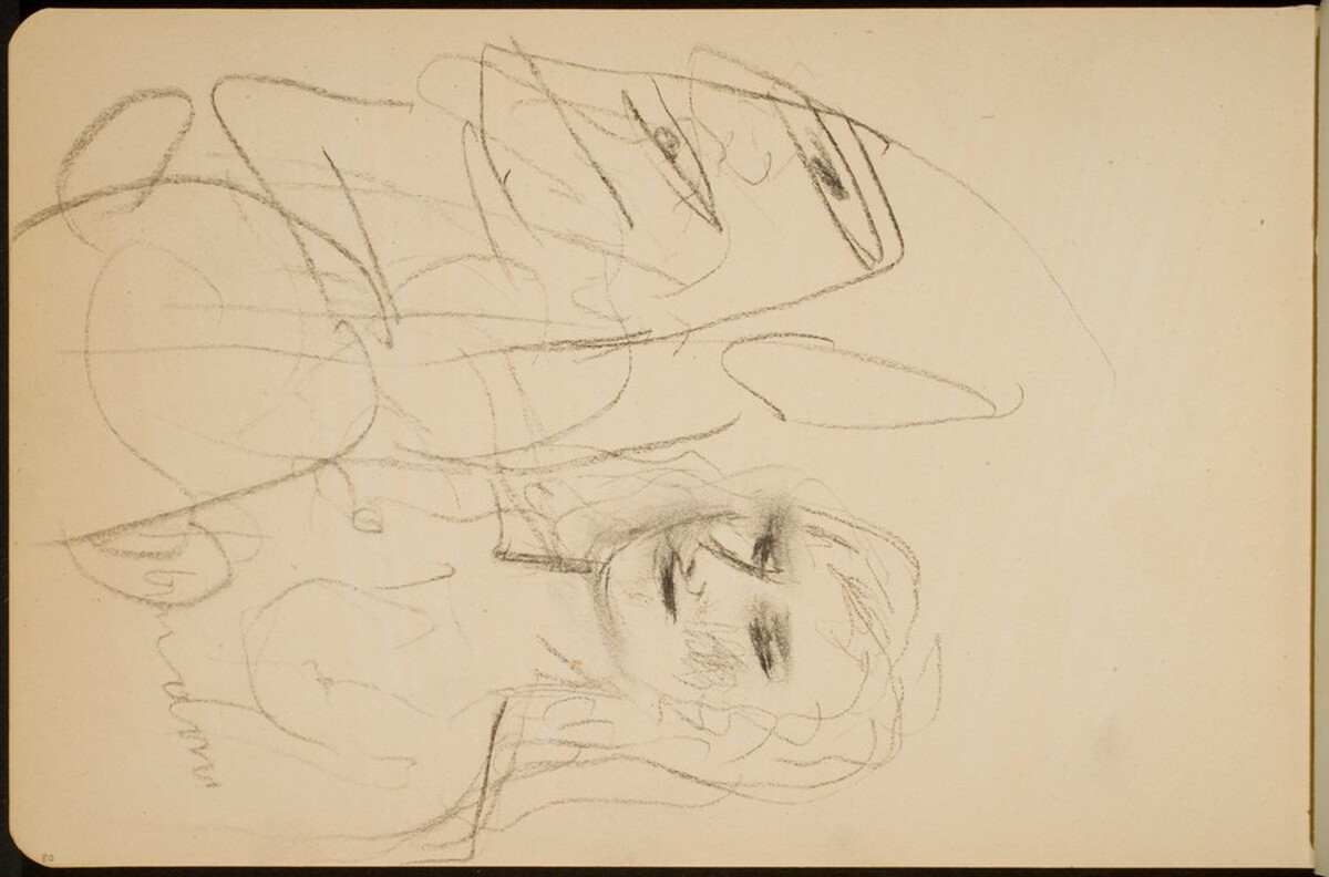 Weibliche Halbfigur und verworfenes groteskes Profil (Female Half Figure and Abandoned Grotesque Profile) [p. 80] by Max Beckmann
