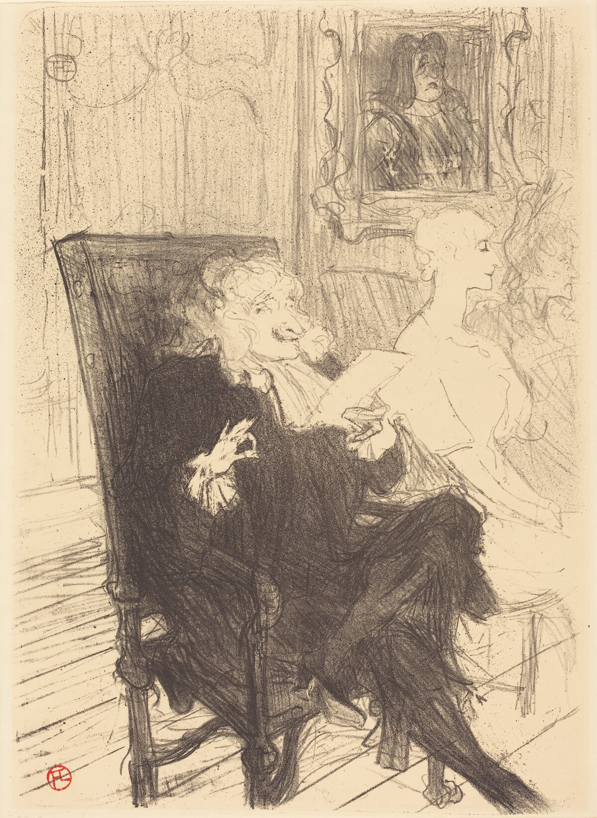 Leloir and Moreno in "Les femmes savantes" (Leloir et Moreno dans "Les femmes savantes") by Henri de Toulouse-Lautrec