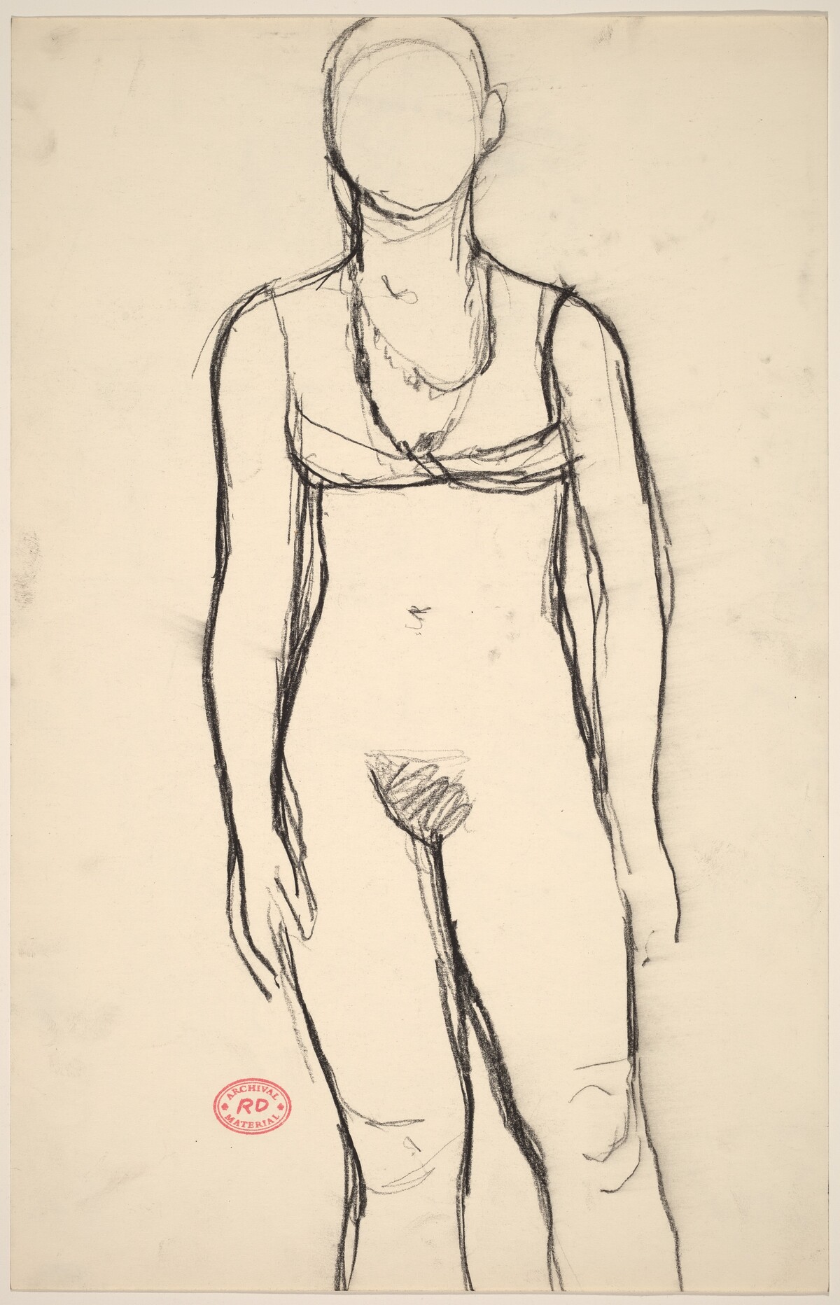 Untitled [standing nude in bra and necklaces] by Richard Diebenkorn