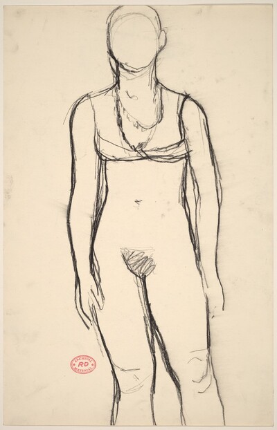 Untitled [standing nude in bra and necklaces]