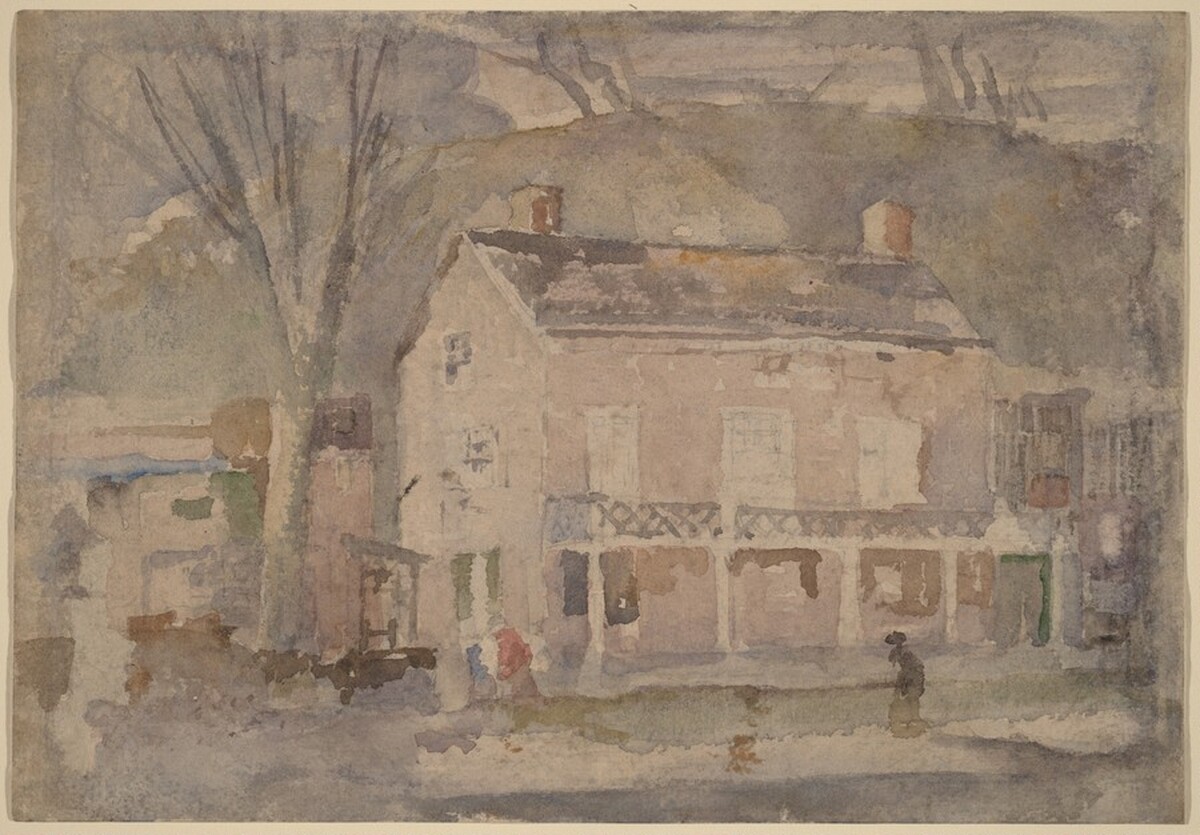 House with Figures Walking By [recto] by John Marin