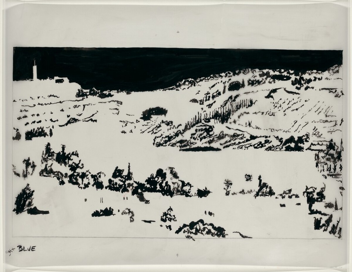 Drawing for "Jerusalem, Temple Mount" by Philip Pearlstein