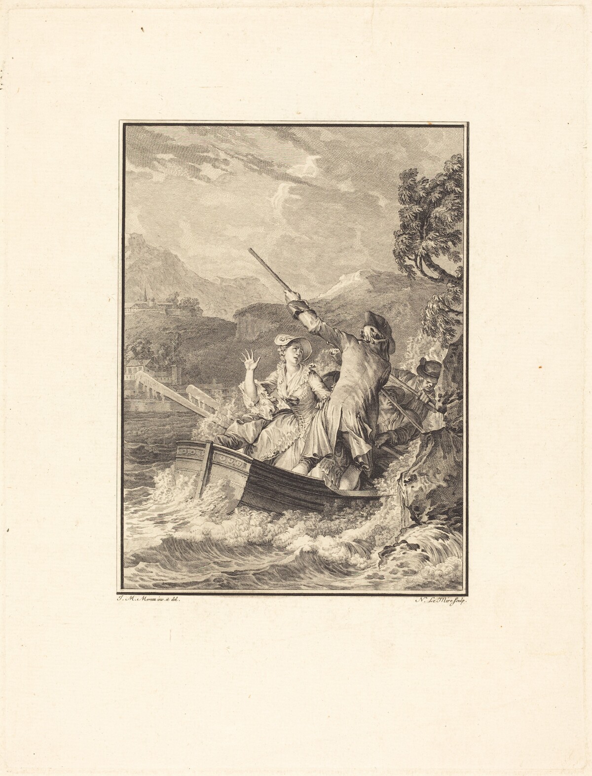 La barque by Noël Le Mire after Jean-Michel Moreau