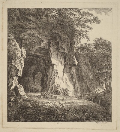 Two Shepherds in a Rocky Landscape
