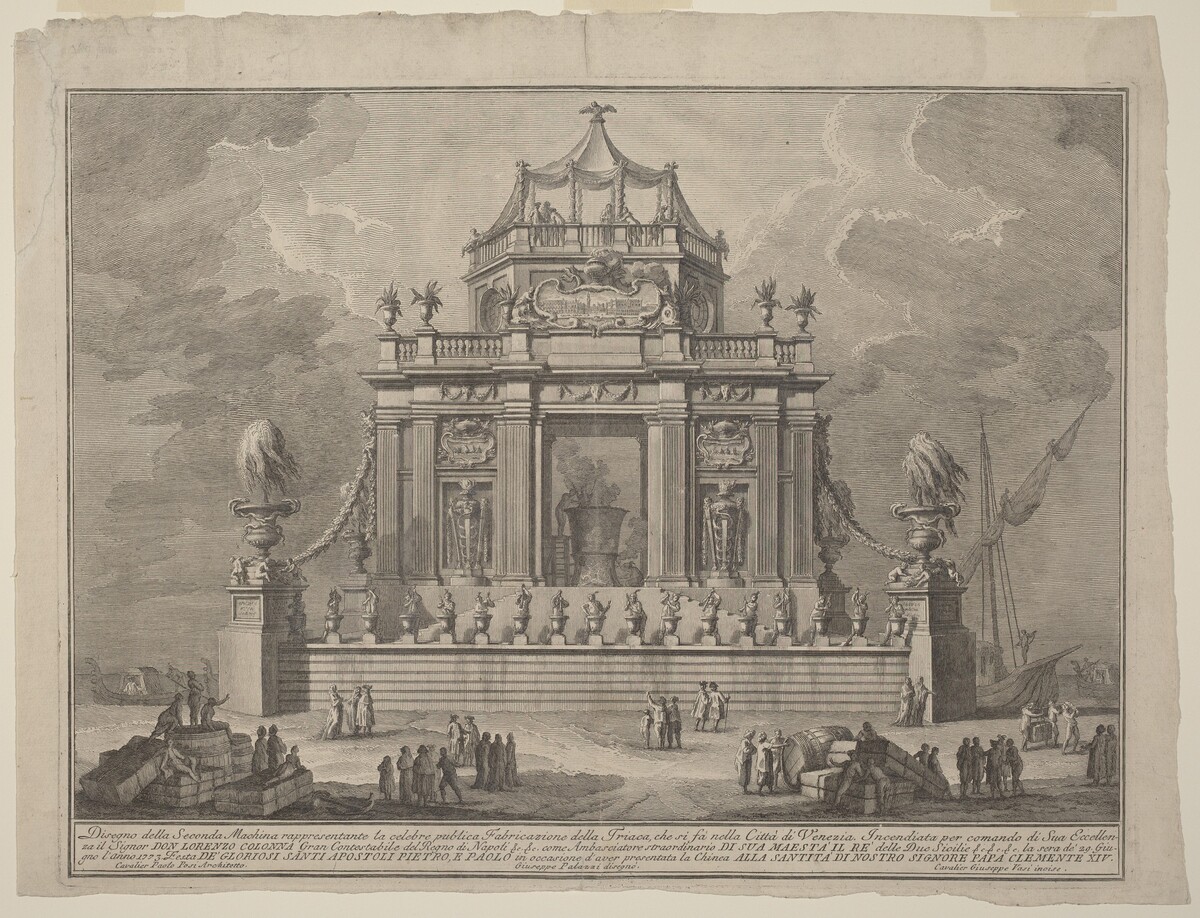 The Seconda Macchina for the Chinea of 1773: The Preparation of Theriac in Venice by Giuseppe Vasi after Giuseppe Palazzi (designer) and Paolo Posi (architect)