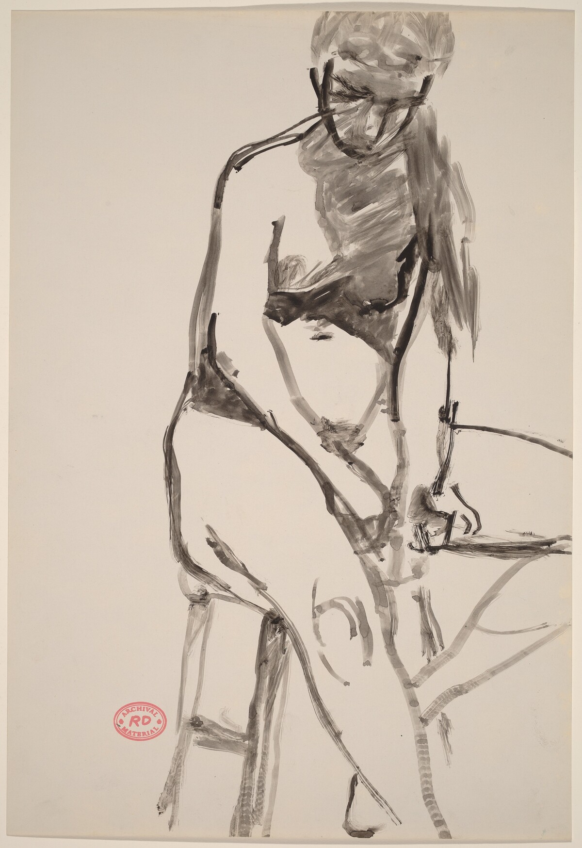 Untitled [female nude seated on a stool and looking down] by Richard Diebenkorn