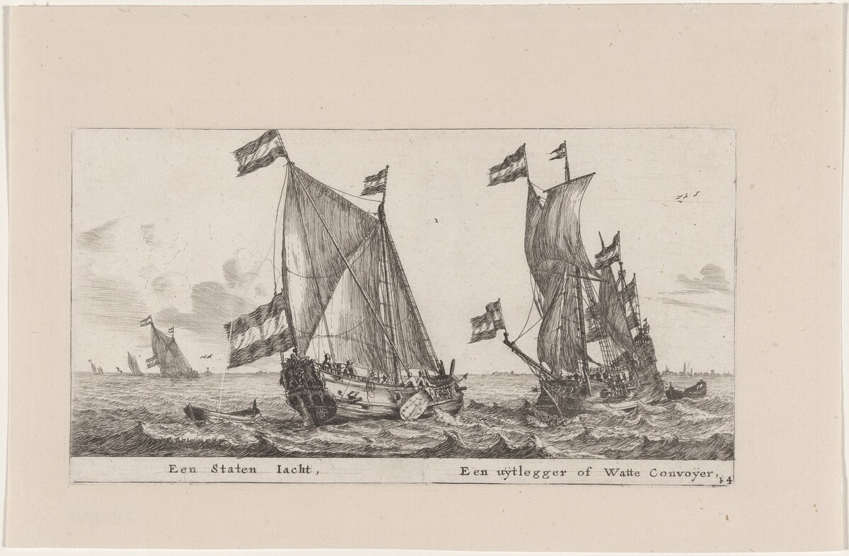 A States Yacht and an "Uijtlegger" or Escort Vessel for the Waddenzee by Reinier Nooms, called Zeeman